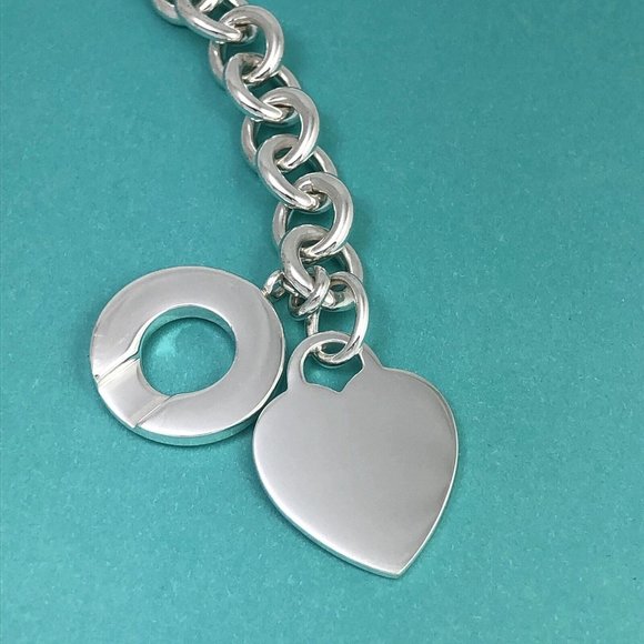 Tiffany & Co Blank Heart Tag Toggle Charm Bracelet in Sterling Silver - Picture 10 of 11